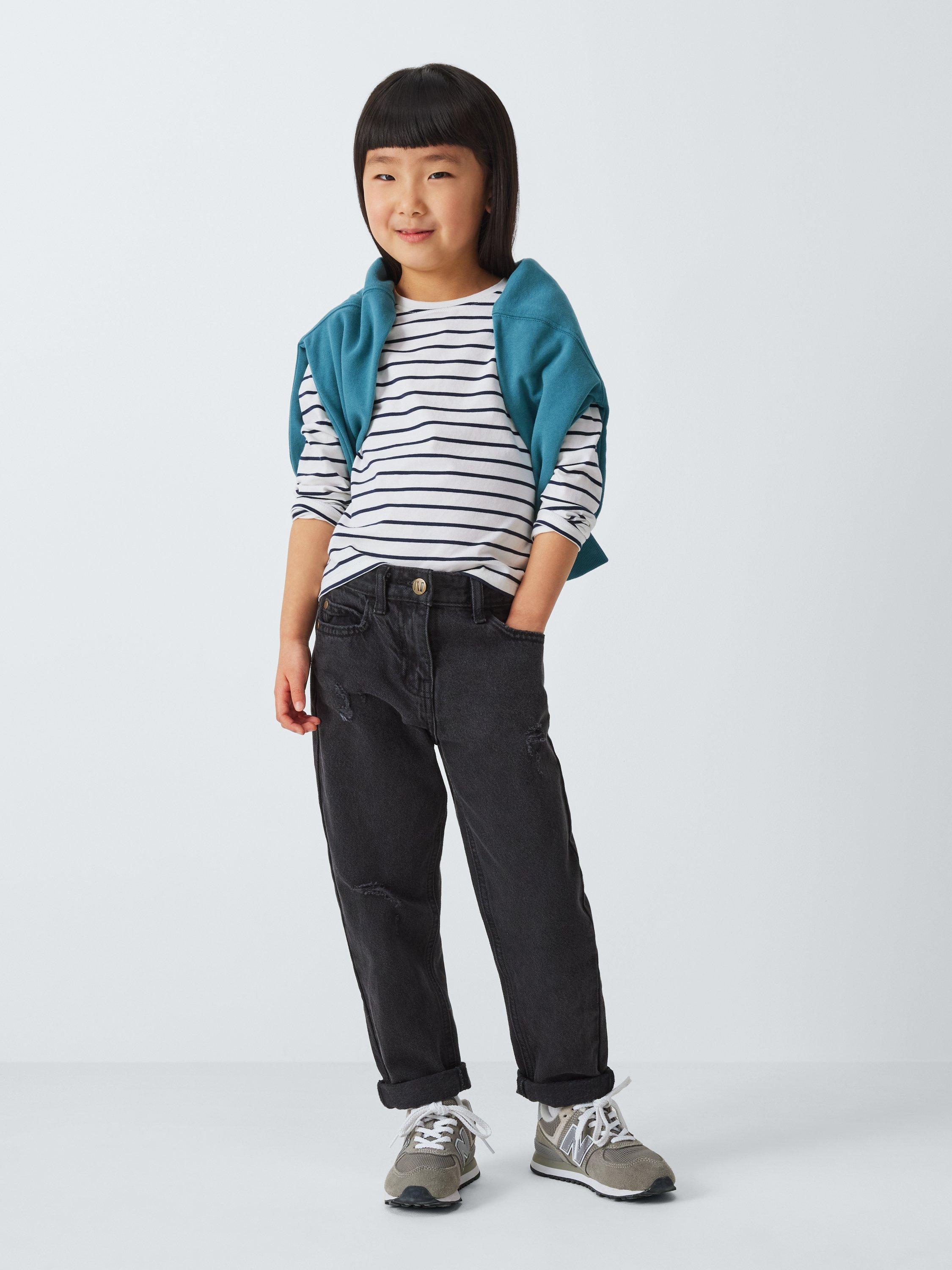 Product image 3 of 7, which shows John Lewis Kids' Floral/Stripe Long Sleeve Tops, Pack of 3, Multi, 9 years
