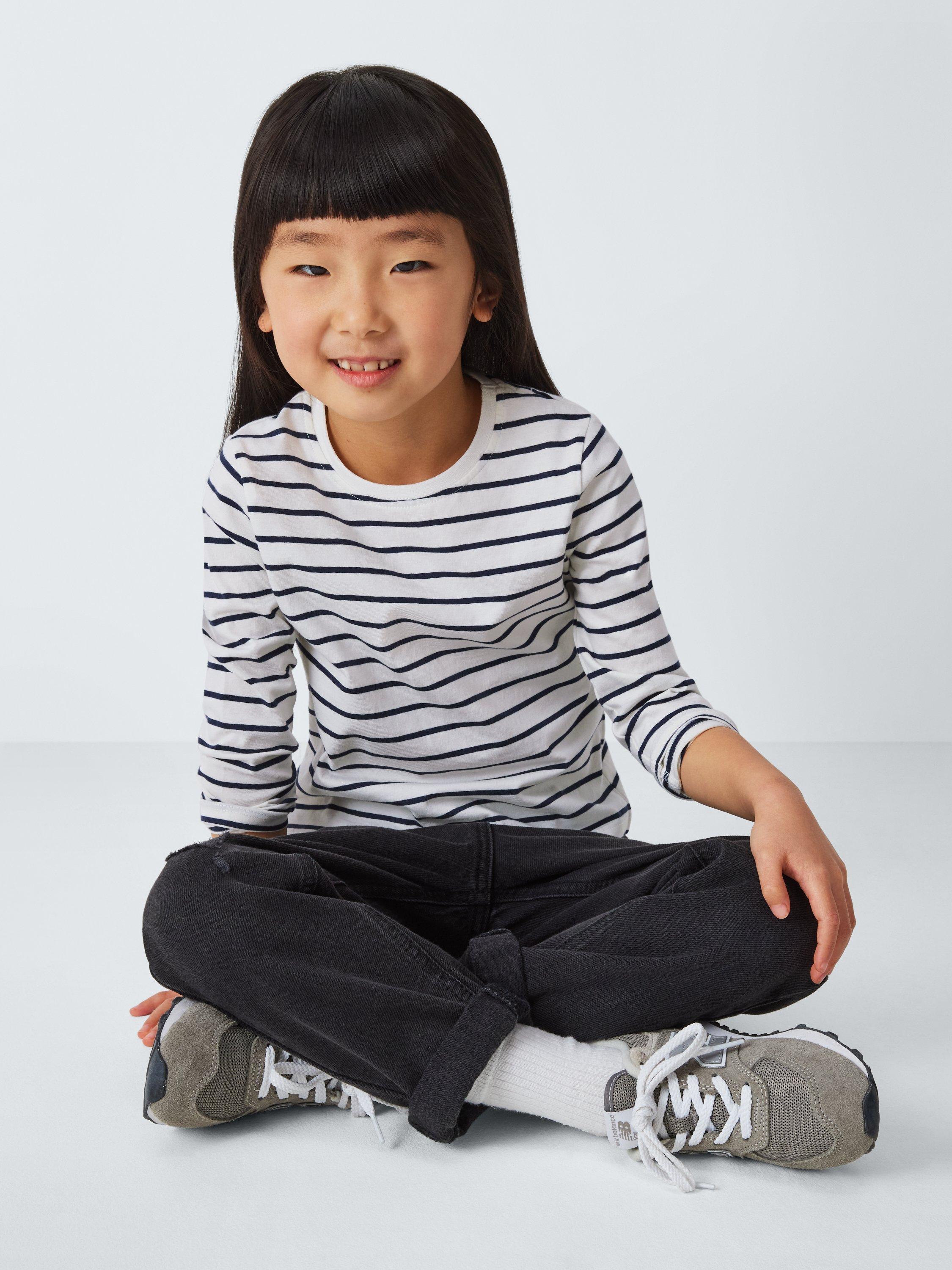 Product image 4 of 7, which shows John Lewis Kids' Floral/Stripe Long Sleeve Tops, Pack of 3, Multi, 9 years