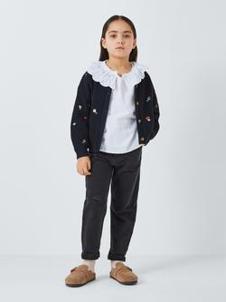 John Lewis Kids' Flower Embroidered Cardigan, Blue - view 2, Blue