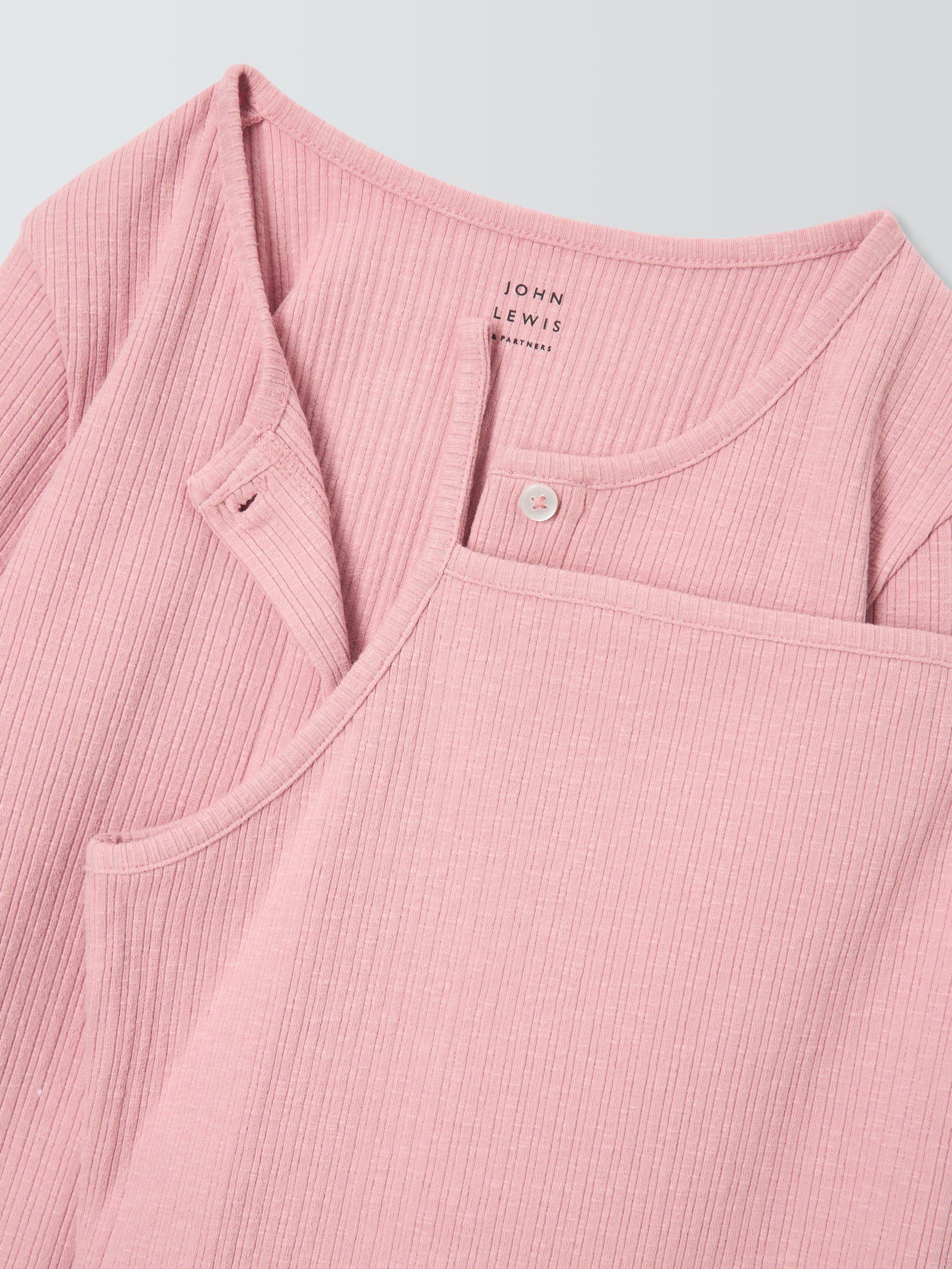 Product image 7 of 7, which shows John Lewis Kids' Ribbed Lettuce Hem Cardigan, Pink, 10 years