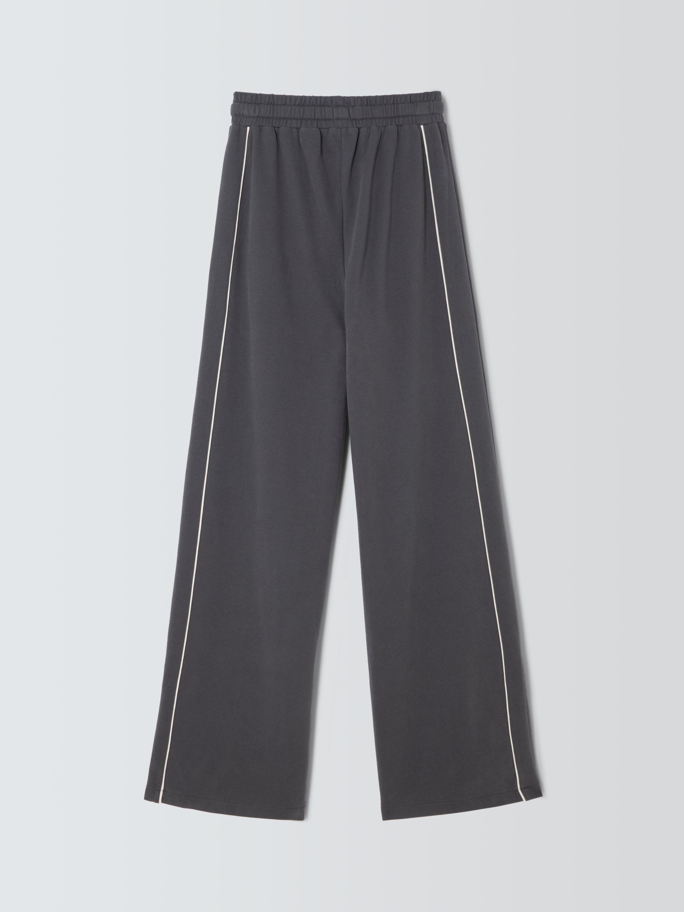 Product image 6 of 7, which shows John Lewis Kids' Side Stripe Wide Leg Joggers, Grey/White, 8 years