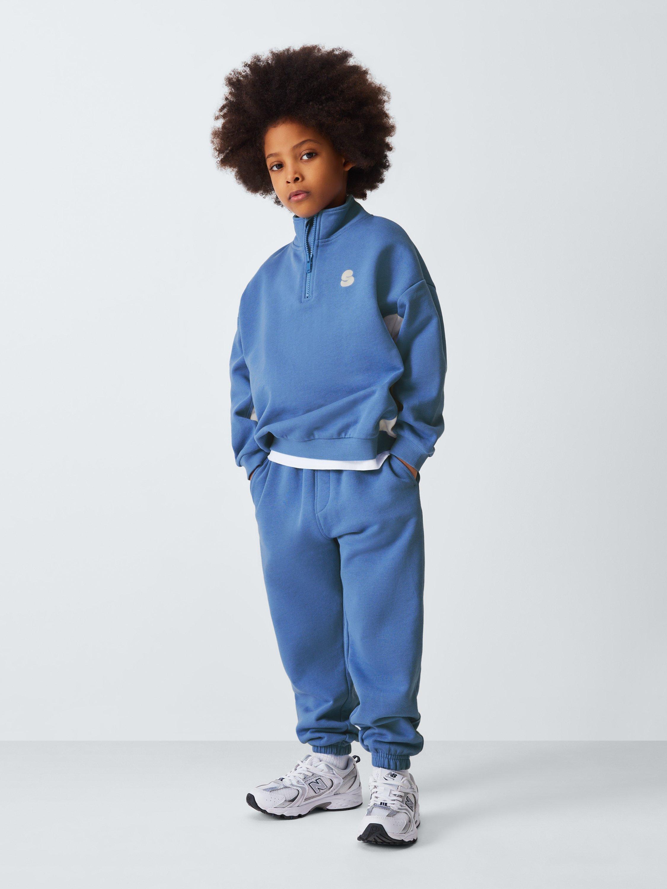 Product image 2 of 7, which shows John Lewis ANYDAY Kids' Tapered Jersey Joggers, Wedgewood Blue, 3 years