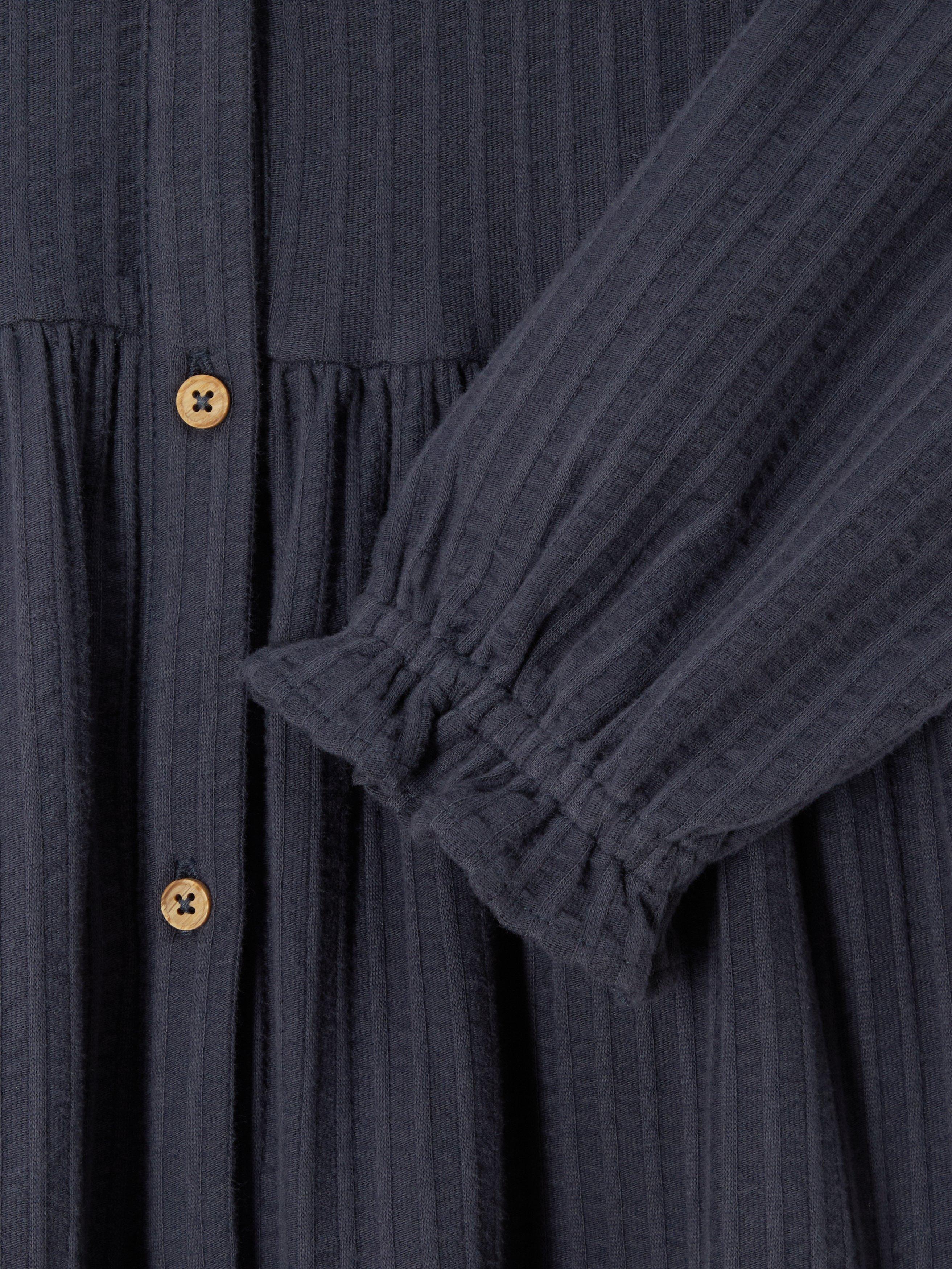 Product image 6 of 7, which shows John Lewis Kids' Frill Collar Tiered Shirt Dress, Blue, 2 years