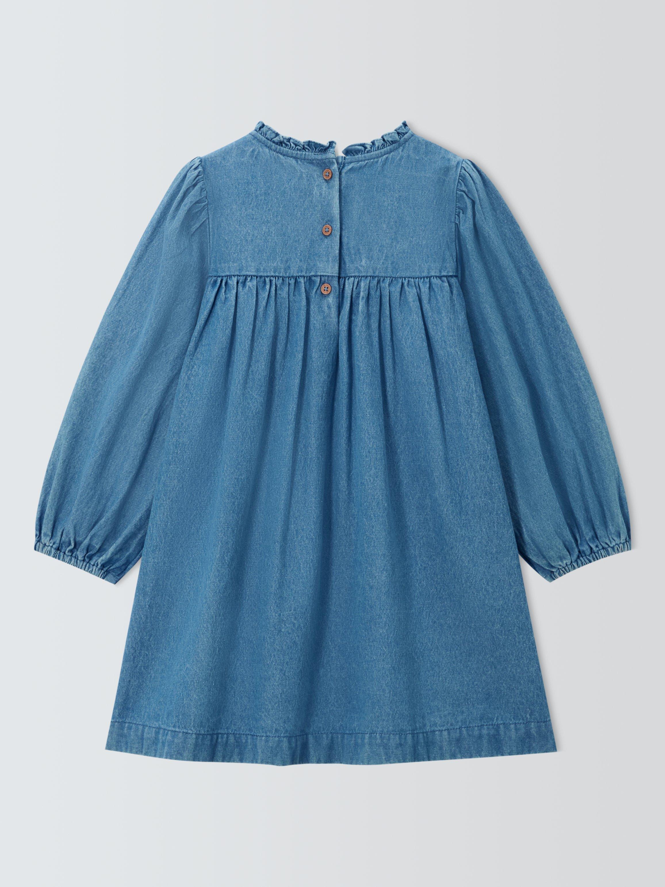 Product image 7 of 7, which shows John Lewis Kids' Frill Neck Denim Dress, Denim, 3 years
