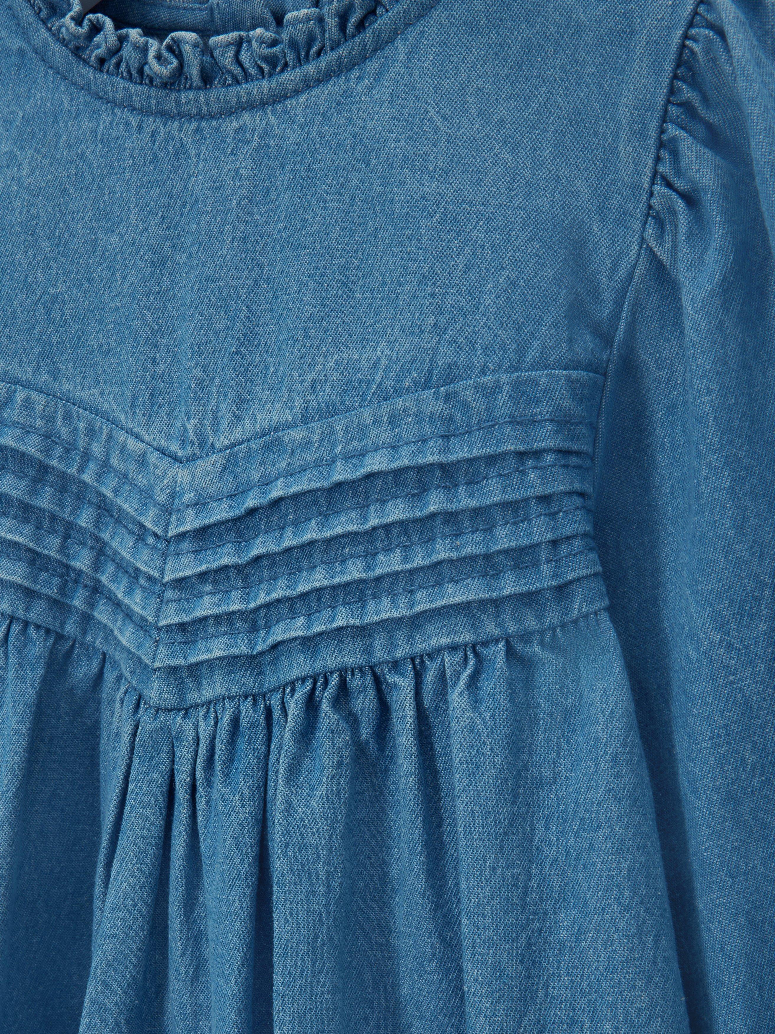 Product image 6 of 7, which shows John Lewis Kids' Frill Neck Denim Dress, Denim, 3 years