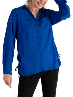 chesca Ruched Side Tie Shirt, Cobalt, Cobalt