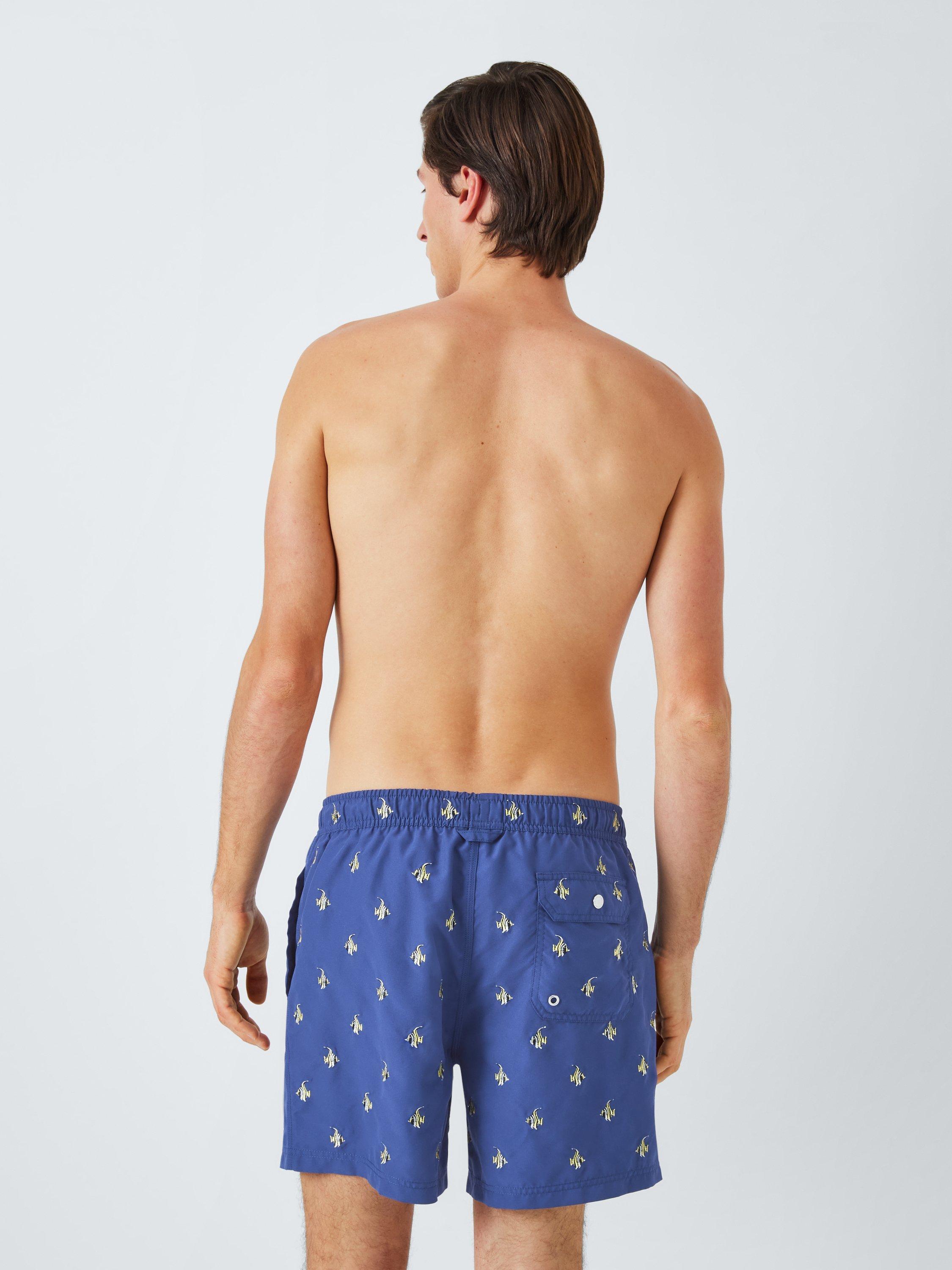Product image 2 of 6, which shows John Lewis Embroidered Angel Fish Swim Shorts, Navy Multi, S