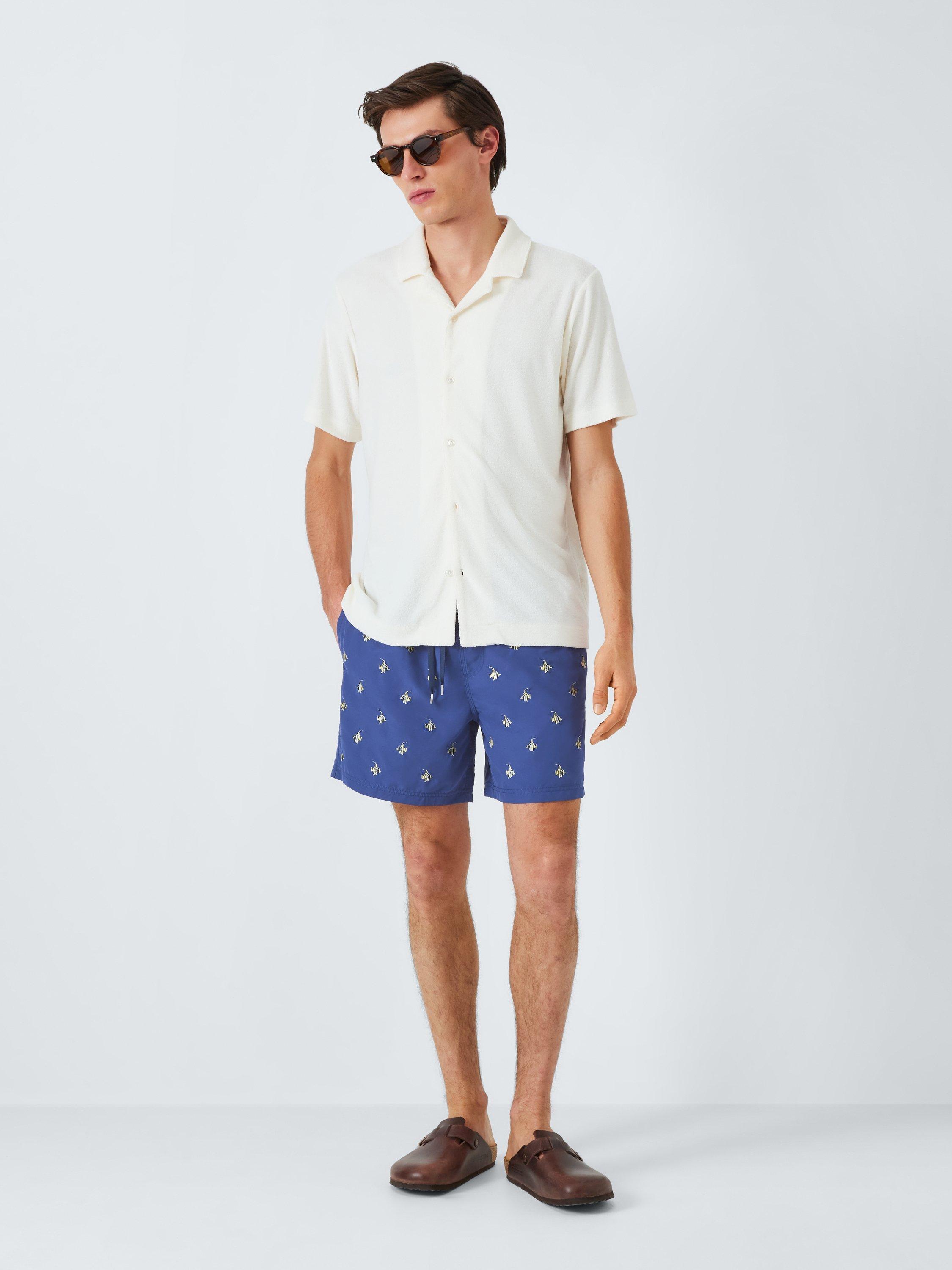Product image 3 of 6, which shows John Lewis Embroidered Angel Fish Swim Shorts, Navy Multi, S