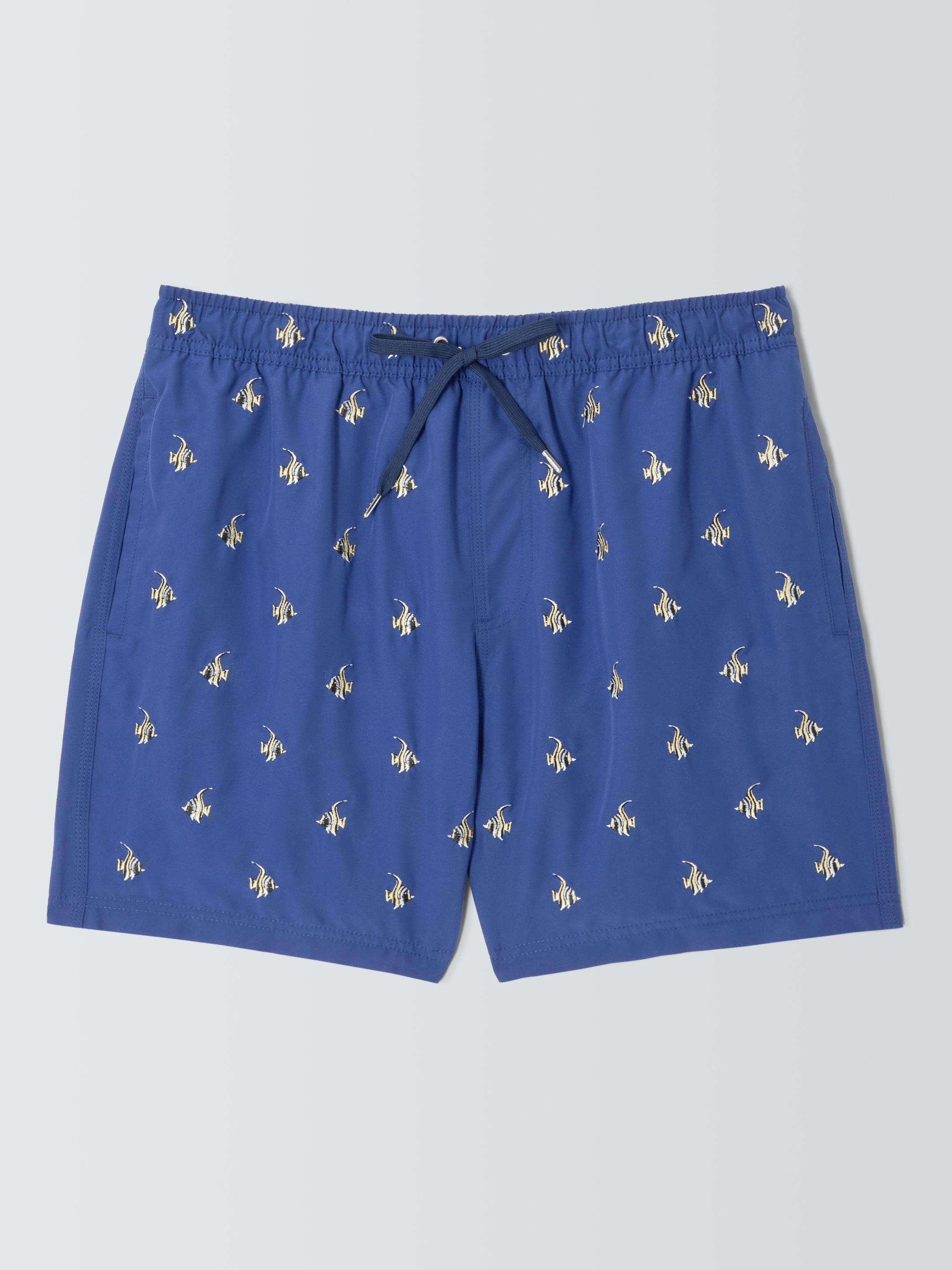 Product image 4 of 6, which shows John Lewis Embroidered Angel Fish Swim Shorts, Navy Multi, S