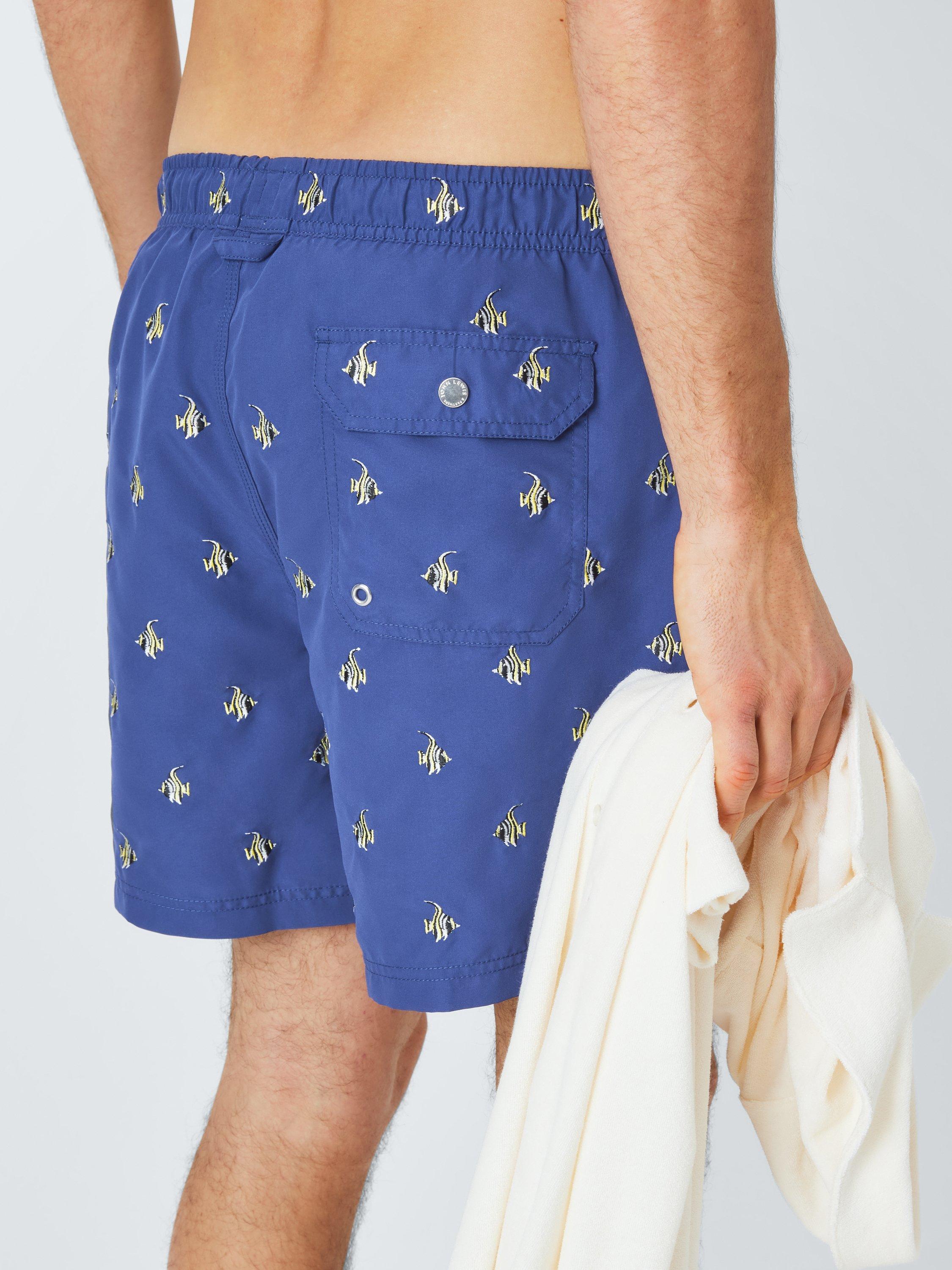 Product image 6 of 6, which shows John Lewis Embroidered Angel Fish Swim Shorts, Navy Multi, S