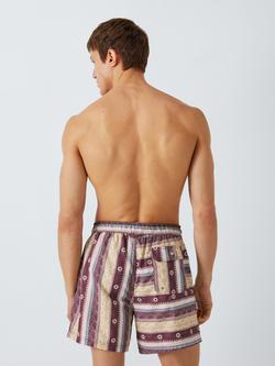 John Lewis Boho Stripe Printed Swim Shorts, Red - view 2, Red