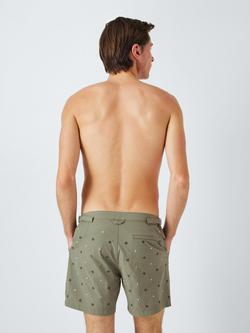 John Lewis Embroidered Geo Tailored Swim Shorts, Green - view 2, Green