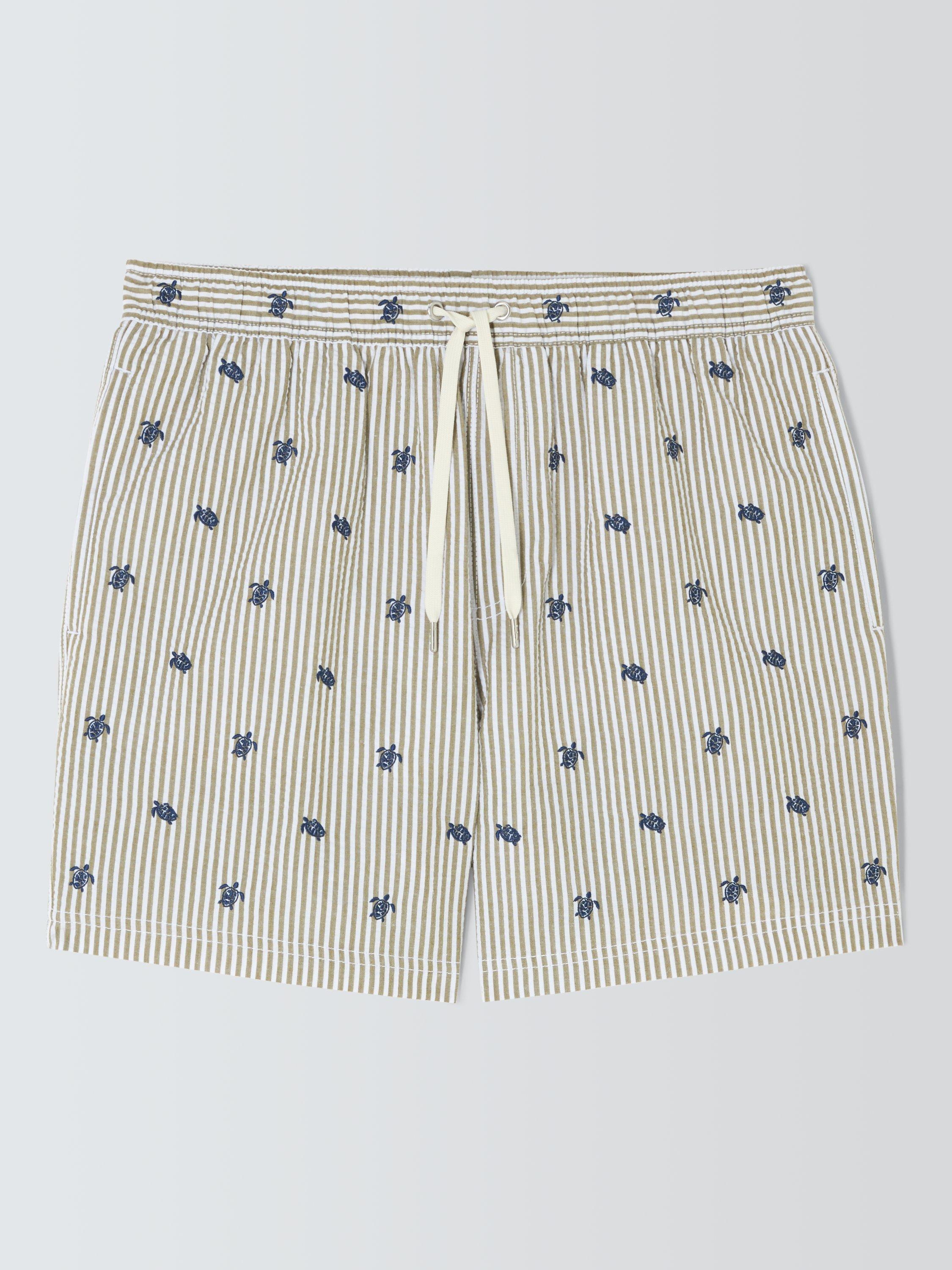 Product image 4 of 6, which shows John Lewis Embroidered Turtle Seersucker Swim Shorts, Green Multi, S