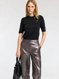 SELECTED FEMME Lura Lurex Knitted T-Shirt, Black