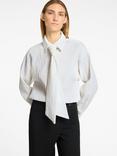 Selected Iris Long Sleeve Bow Shirt, White