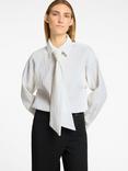 SELECTED FEMME Iris Long Sleeve Bow Shirt, White