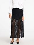 Selected Mista High Waisted Lace Maxi Skirt, Black