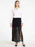 Selected Mista High Waisted Lace Maxi Skirt, Black