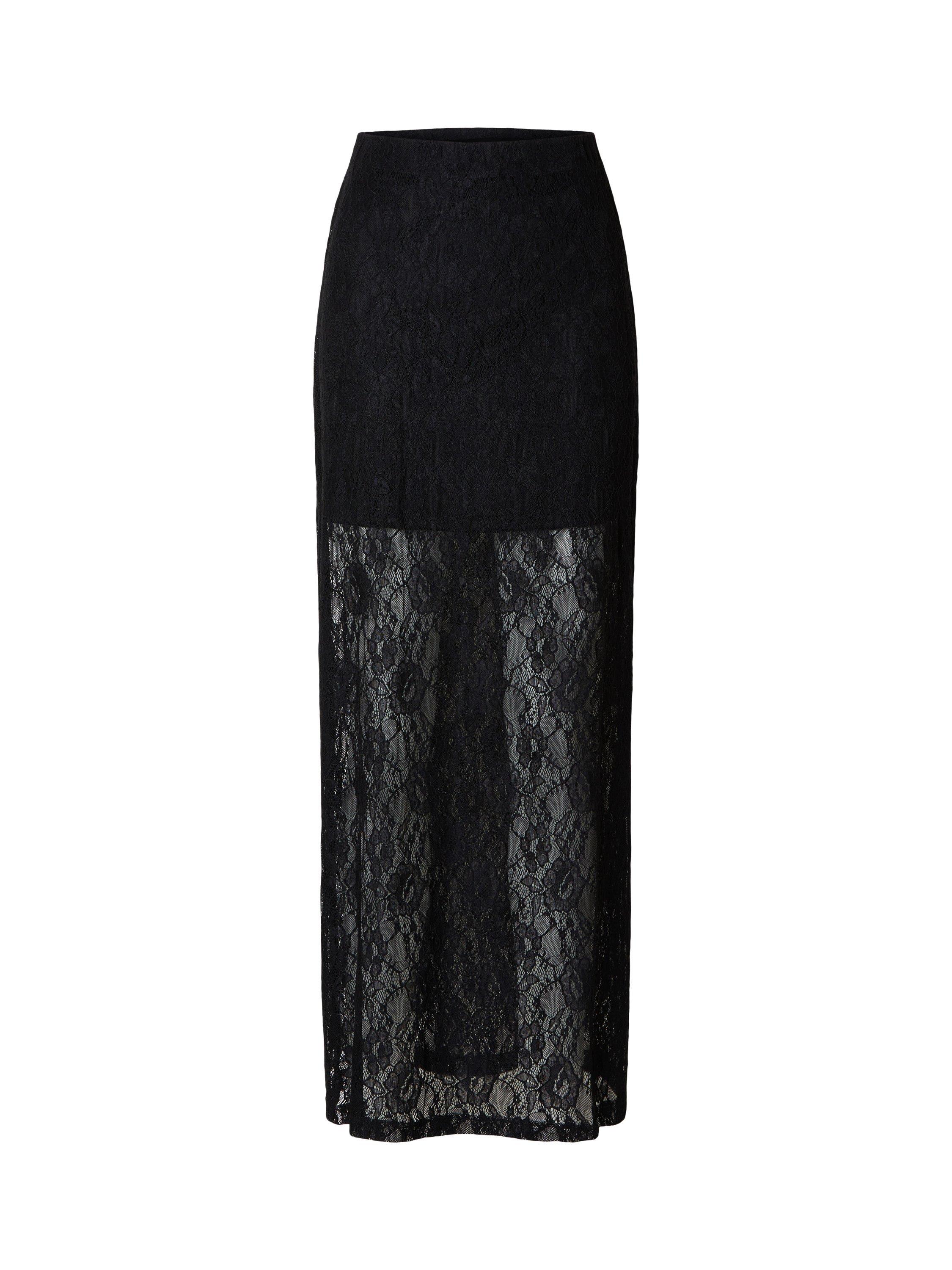 Product image 6 of 6, which shows Selected Mista High Waisted Lace Maxi Skirt, Black, L
