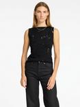 SELECTED FEMME Sleeveless Glitter Applique Top, Black