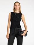 SELECTED FEMME Sleeveless Glitter Applique Top, Black