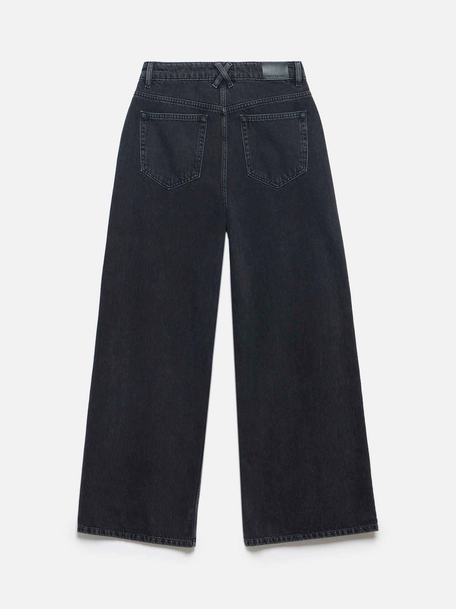 Product image 7 of 8, which shows Mint Velvet High Waisted Wide Leg Jeans, Black, 12R