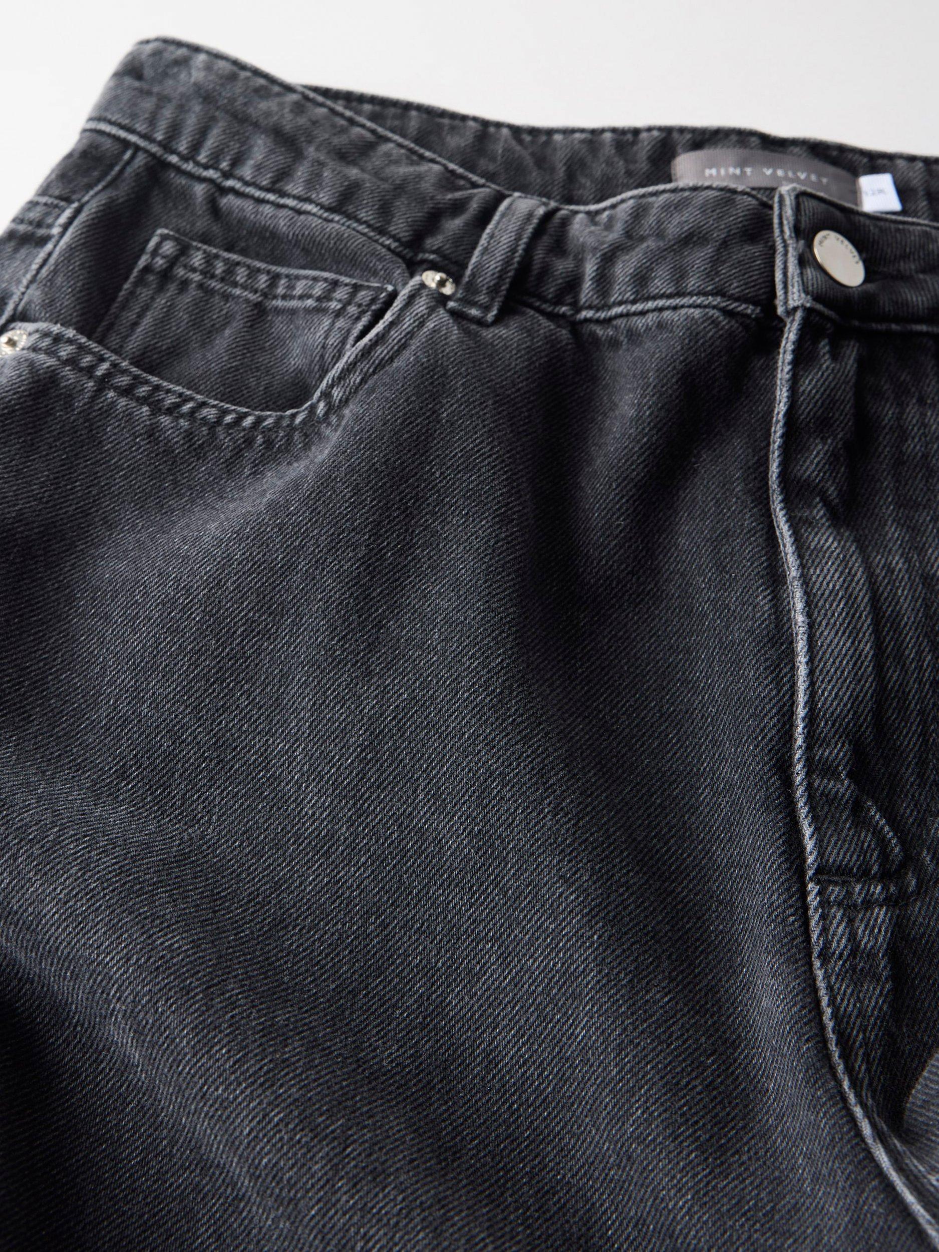 Product image 8 of 8, which shows Mint Velvet High Waisted Wide Leg Jeans, Black, 12R