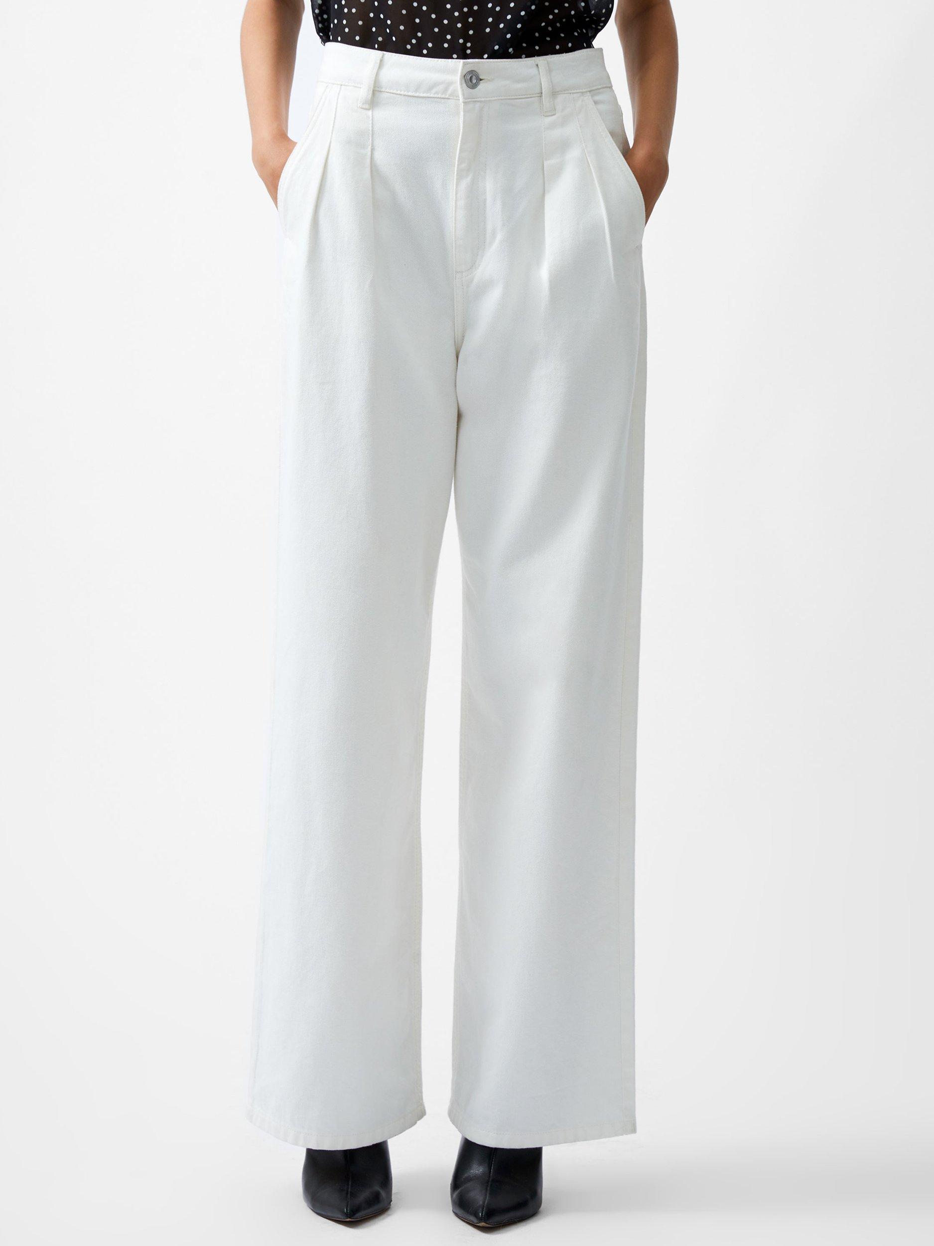Product image 3 of 4, which shows French Connection Finley Wide Leg Jeans, Ecru, 18