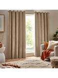 Yard Heavy Chenille Lined Eyelet Curtains, Natural