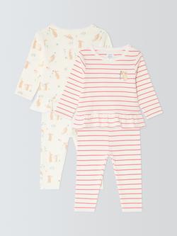 John Lewis Baby Bunny Pyjamas, Pack of 2, Multi, Multi