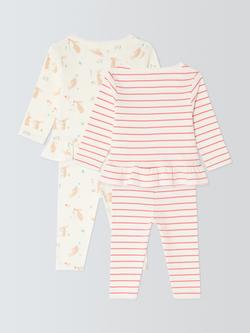 John Lewis Baby Bunny Pyjamas, Pack of 2, Multi - view 2, Multi