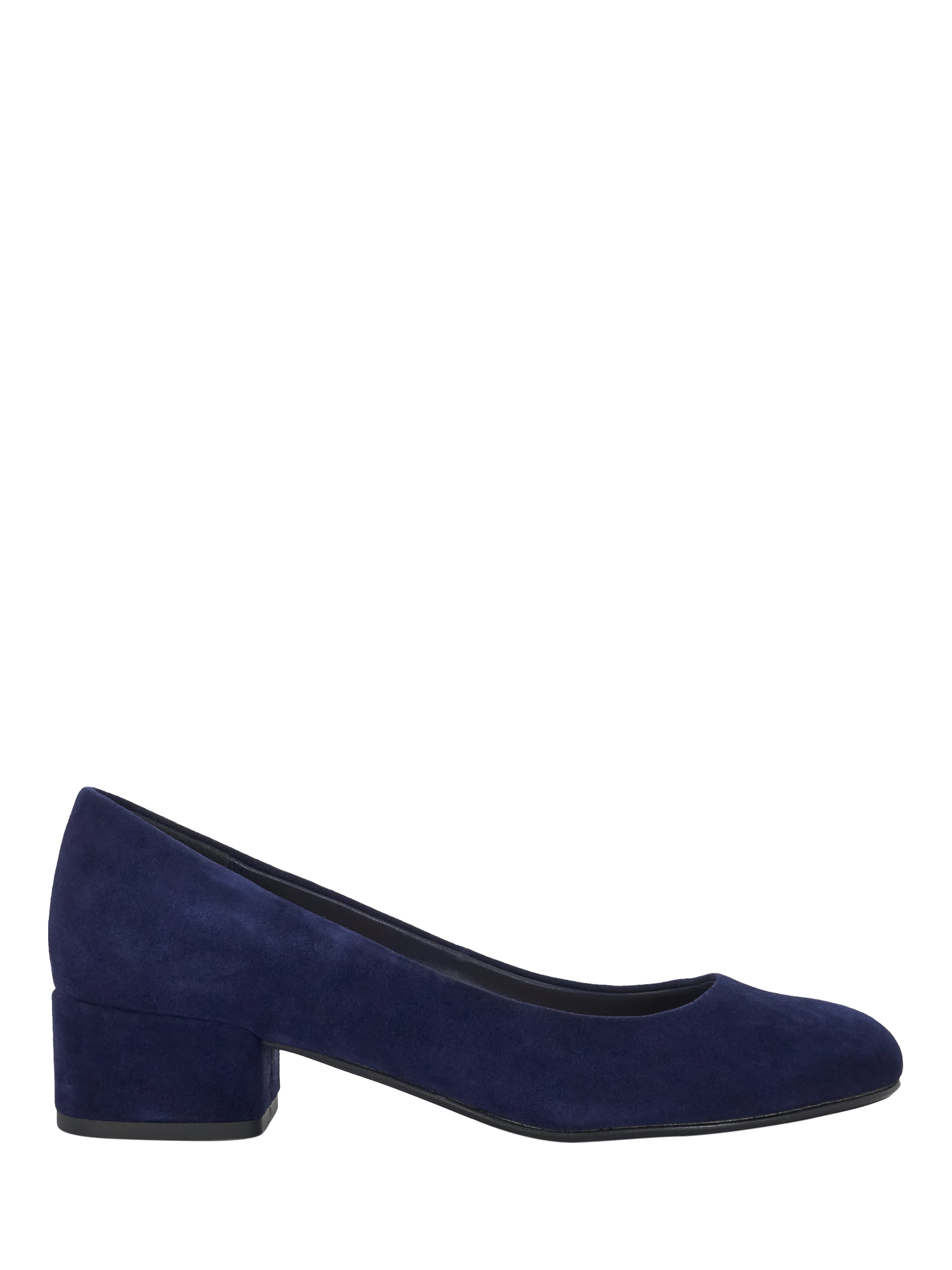 Product image 1 of 6, which shows Dune Bracket Wide Fit Suede Heeled Courts, Navy, 3