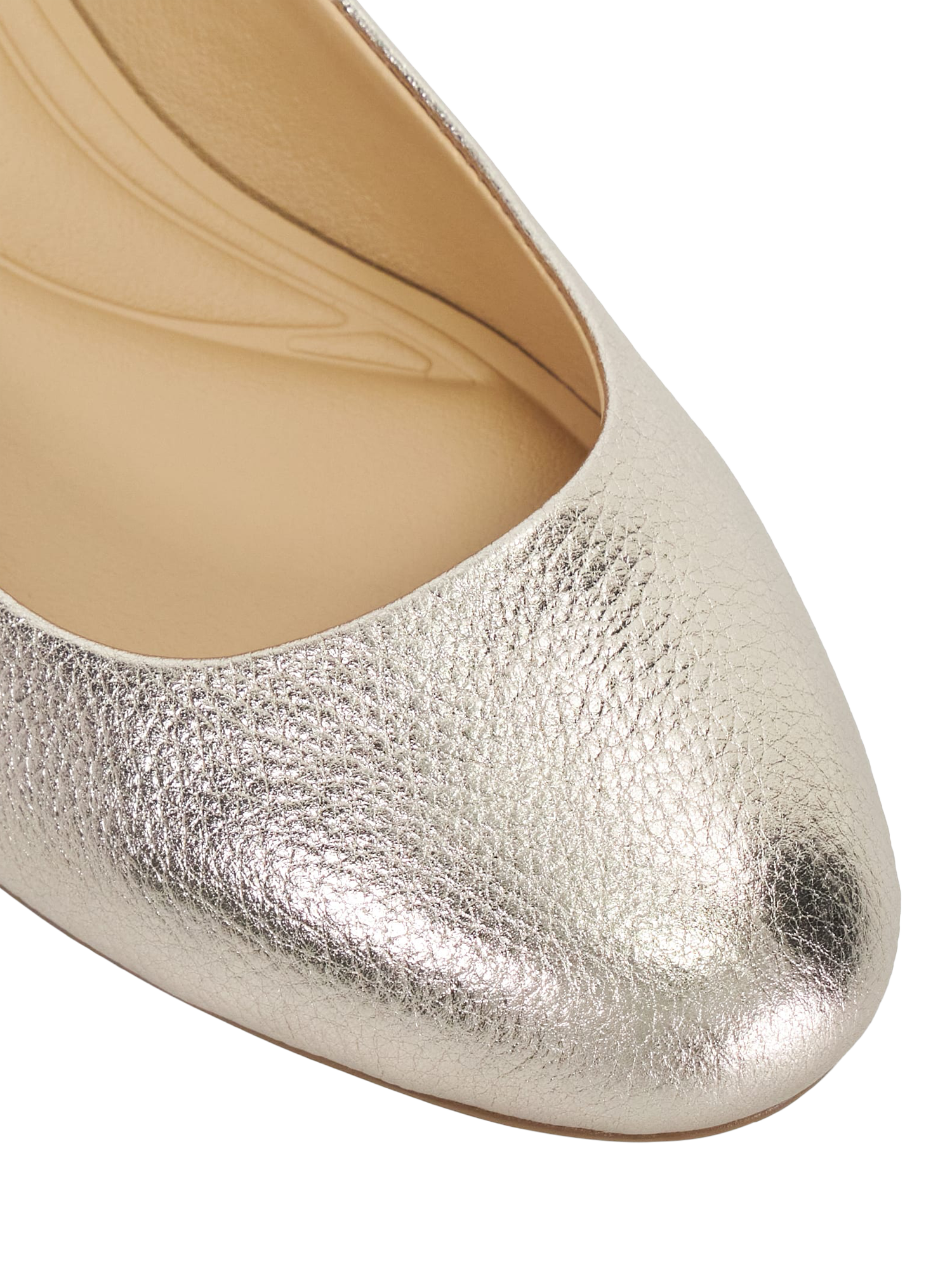 Product image 5 of 6, which shows Dune London Wide Fit Bracket Block Heel Leather Court Shoes, Gold, 3