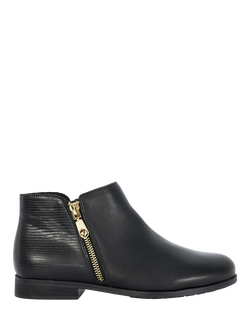 Dune London Pandias Wide Fit Leather Zip Ankle Boots, Black, Black