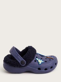 Monsoon Kids' Fluffy Dinosaur Clogs, Navy, Navy