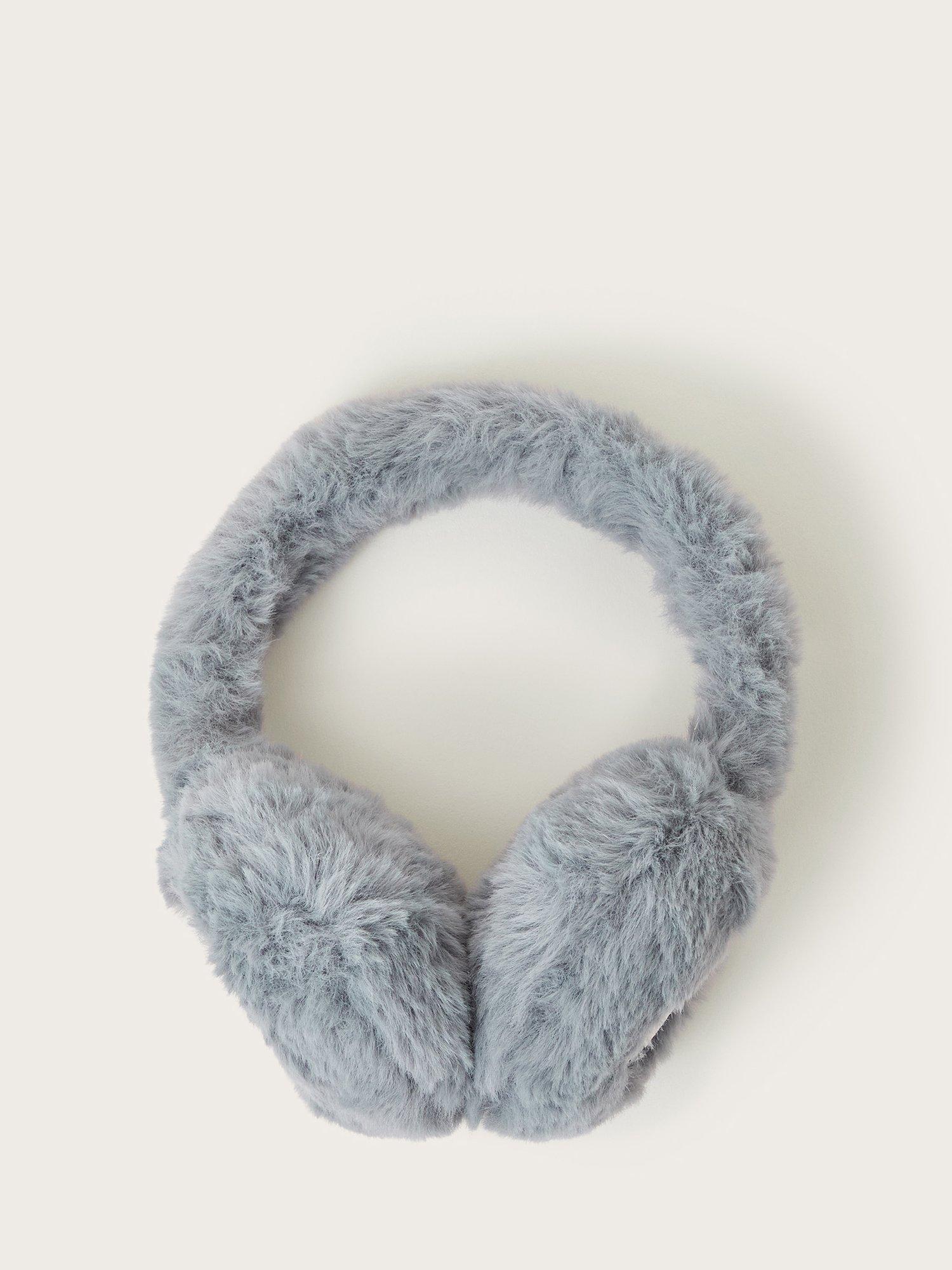 Monsoon Kids' Dinosaur Faux Fur Ear Muffs, Grey