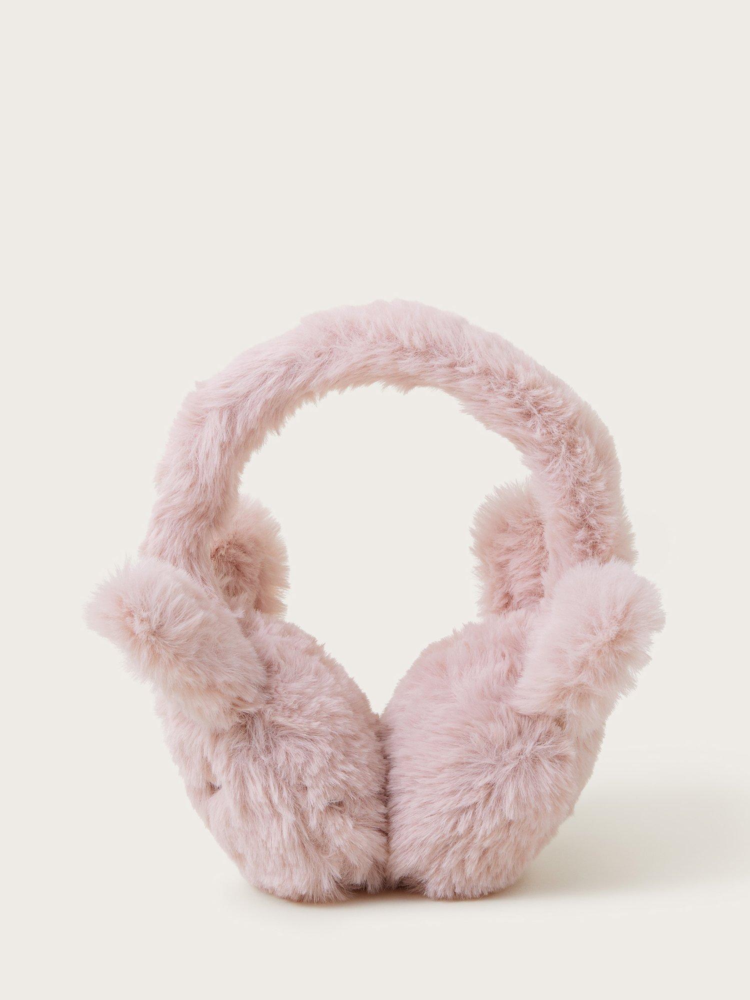 Monsoon Kids' Bunny Faux Fur Ear Muffs, Pink