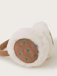 Monsoon Kids' Floral Embroidered Ear Muffs, Brown