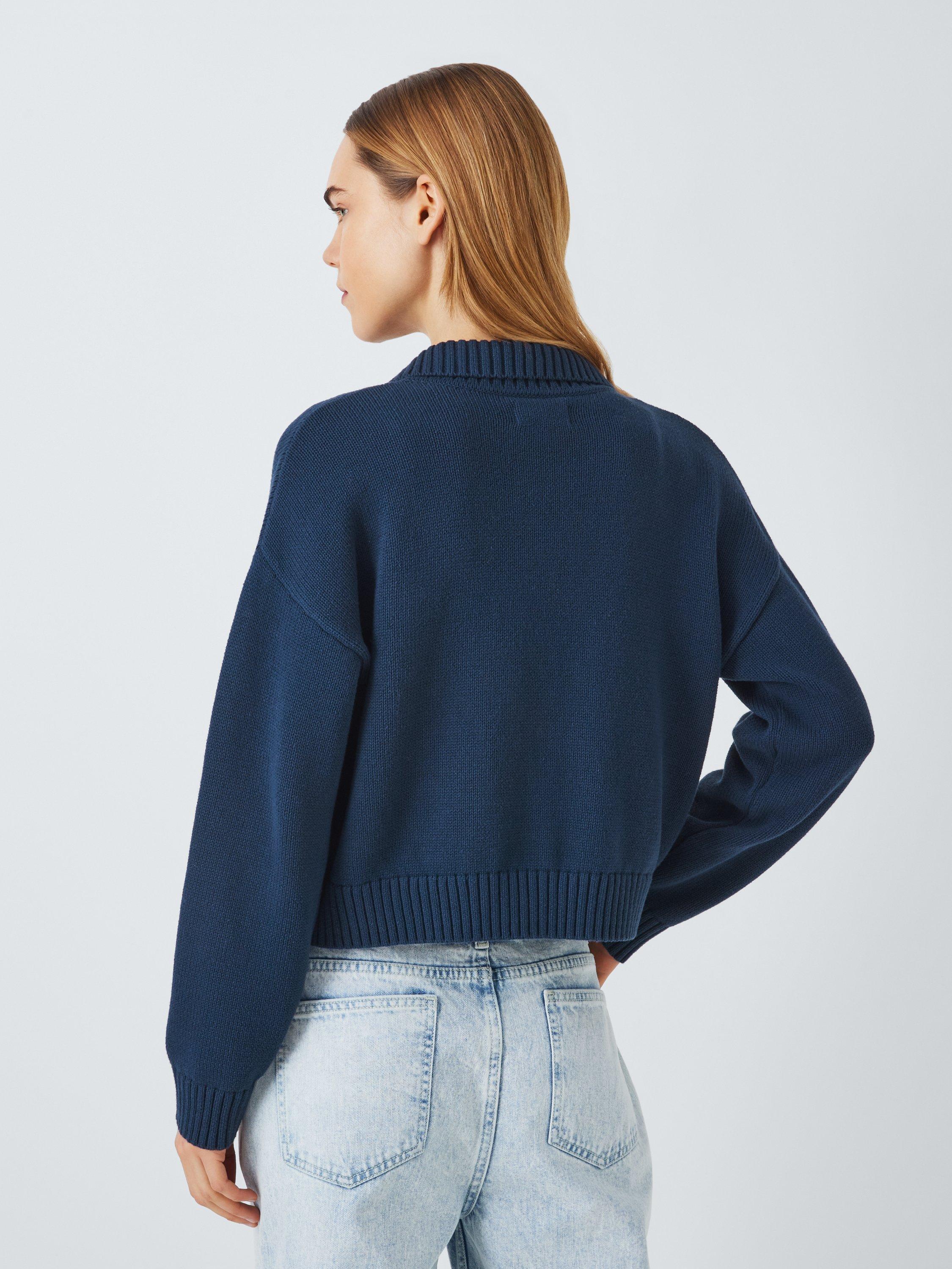 Product image 2 of 6, which shows John Lewis ANYDAY Collar Knit Cardigan, Navy, XL