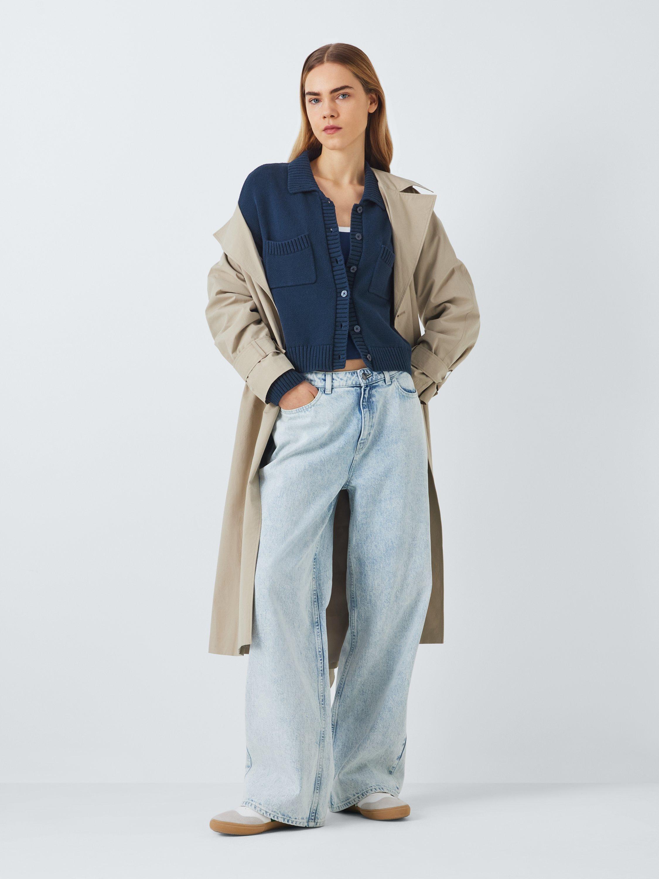 Product image 3 of 6, which shows John Lewis ANYDAY Collar Knit Cardigan, Navy, XL