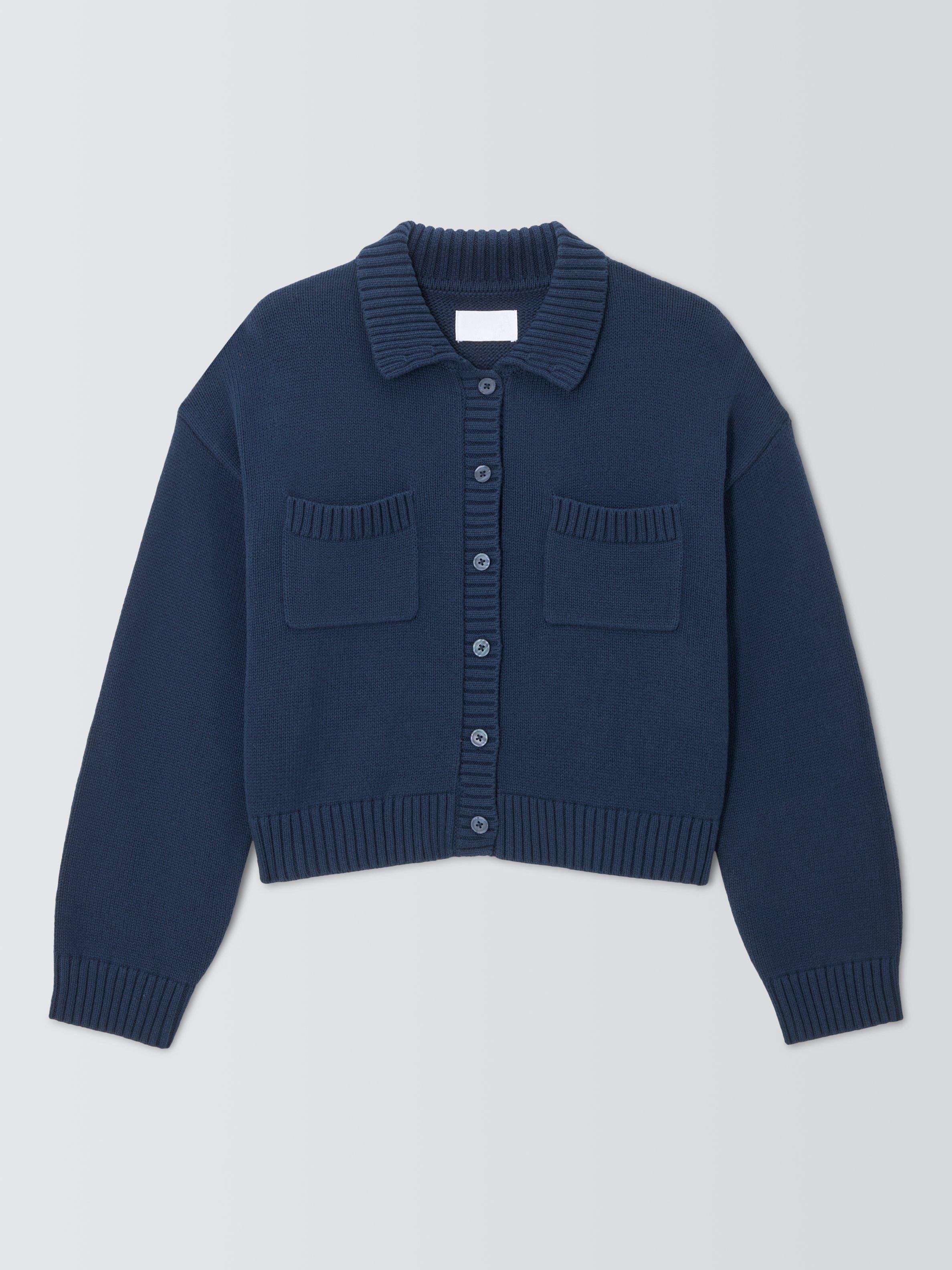 Product image 4 of 6, which shows John Lewis ANYDAY Collar Knit Cardigan, Navy, XL