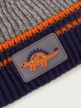 Monsoon Kids' Dinosaur Badge Beanie Hat, Grey