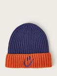 Monsoon Kids' Happy Colour Block Beanie Hat, Blue/Orange