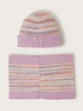 Monsoon Kids' Space Dye Stripe Hat and Snood, Multi