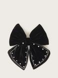 Monsoon Kids' Diamante Velvet Bow Hair Clip, Black