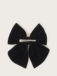 Monsoon Kids' Diamante Velvet Bow Hair Clip, Black