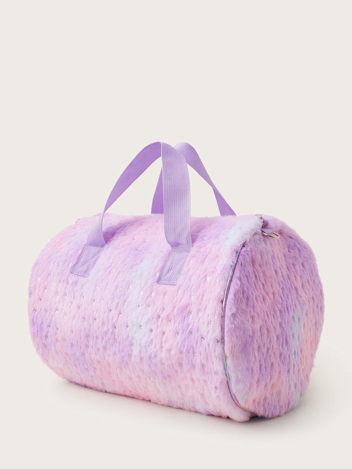 Pink fluffy duffle bag hotsell