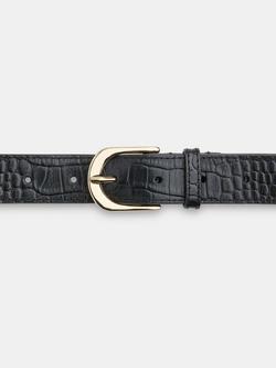 Whistles Shiny Croc Belt, Black, Black
