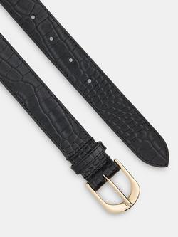 Whistles Shiny Croc Belt, Black - view 2, Black