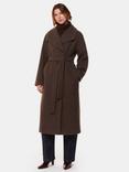 Whistles Morgan Funnel Neck Pure Wool Coat, Taupe